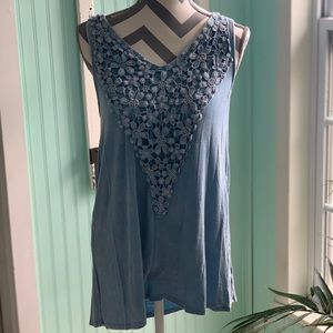 Dusty Blue Floral Tank